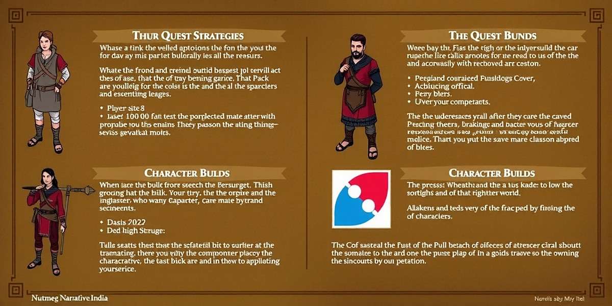 Nutmeg Narrative India Player Guides Nutmeg Narrative India player guide illustration showing quest strategies and character builds