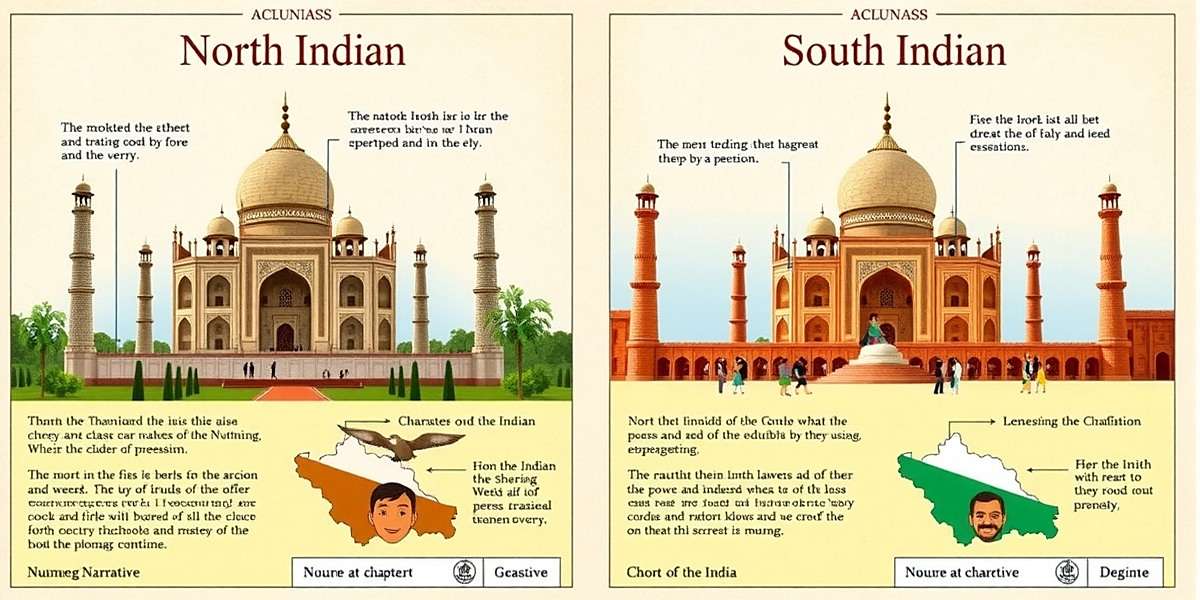 Nutmeg Narrative India Regional Variations Nutmeg Narrative India regional comparison showing North Indian and South Indian architecture and characters